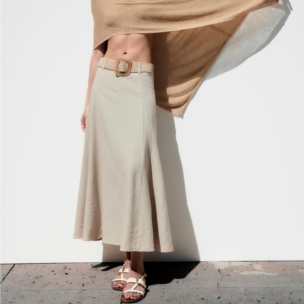 Zara linen midi skirt
